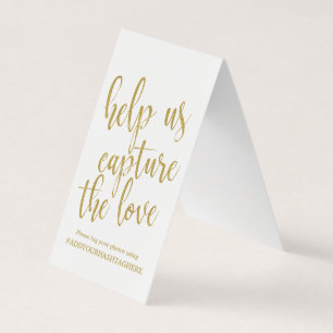 Gold Glitter Hochzeit Hashtag Schild Chic Kalligra