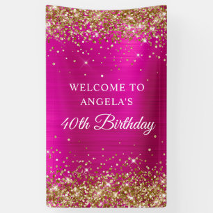 Gold Glitter Hot Pink Folie 40. Geburtstag V Banner