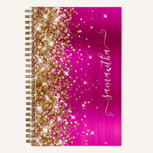 Gold Glitter Hot Pink Folie Girly Signatur Notizbuch