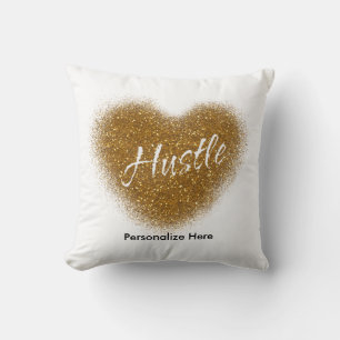 Gold Glitter HUSTLE Herz Glamour Kissenhülle Kissen