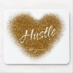 Gold Glitter HUSTLE Herz individuell gestaltetes M Mousepad