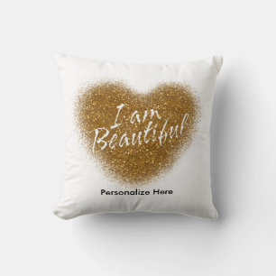 Gold Glitter Ich bin schön Herz-Wurfkissen Kissen