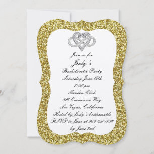 Gold Glitter Infinity Herz Junggesellinnenabschied Einladung
