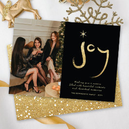 Gold Glitter Joy Brush Calligraphy Christmas Foto Feiertagskarte