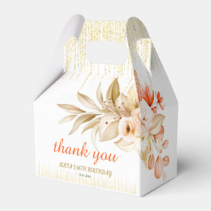 Gold Glitter Kette Gelb Orange Blume Geburtstag  Geschenkschachtel