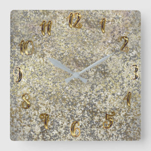 Gold Glitter Knistern Moderne Chic Glamour Funkeln Quadratische Wanduhr