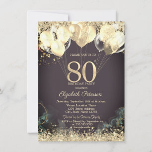Gold Glitter Konfetti Ballons Burgund 80.  Einladung