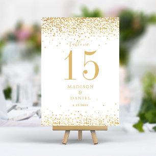 Gold Glitter Konfetti Elegante Hochzeit Tischnummer