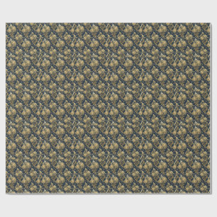 Gold Glitter Königspalast Florales Damastmuster Geschenkpapier