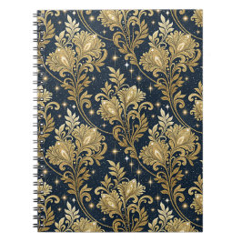 Gold Glitter Königspalast Florales Damastmuster Notizblock