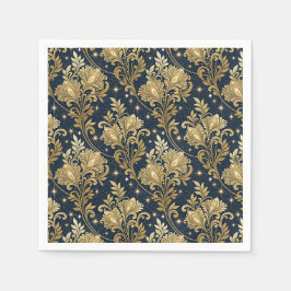 Gold Glitter Königspalast Florales Damastmuster Serviette