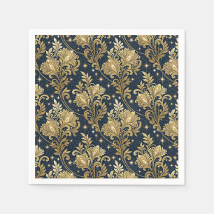 Gold Glitter Königspalast Florales Damastmuster Serviette