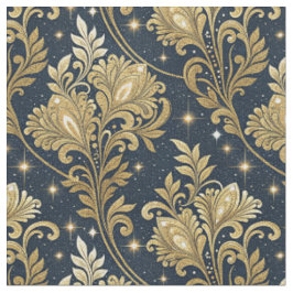 Gold Glitter Königspalast Florales Damastmuster Stoff