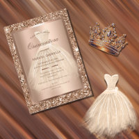 Gold Glitter Kupfer Elegantes Kleid Quinceañera