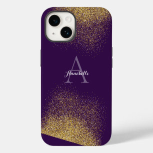 Gold Glitter Lila Monogram iPhone-Hülle iPhone 14 Hülle