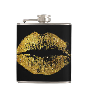 Gold Glitter Lippen Flachmann
