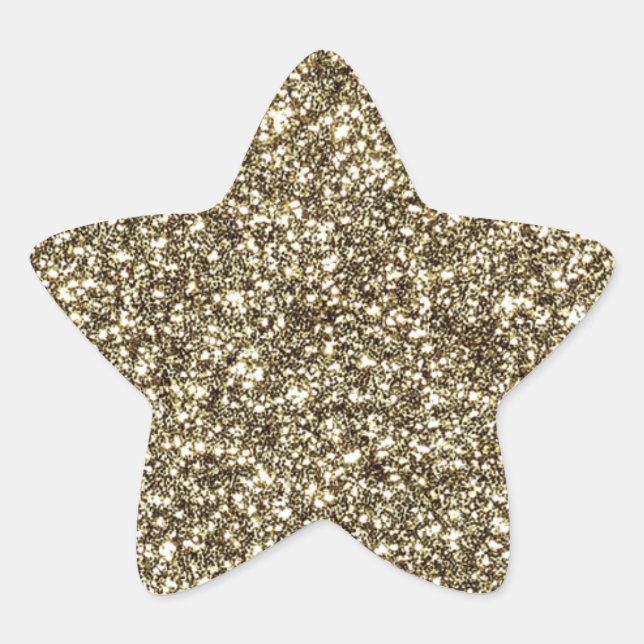 Gold Glitter Look Elegante Weihnachts-Star-Sticker Stern-Aufkleber (Vorderseite)
