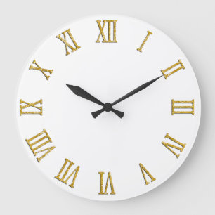 Gold Glitter Look Fette Römische Zahlen Große Wanduhr