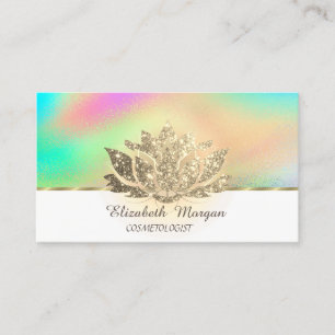 Gold Glitter Lotus Farbiger Holografischer Effekt Visitenkarte