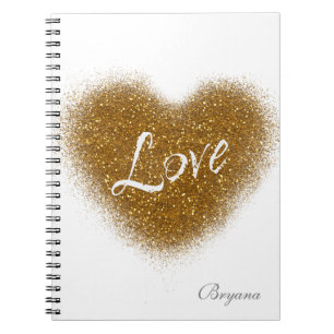 Gold Glitter LOVE Herz Glamour Notizbuch Journal Notizblock