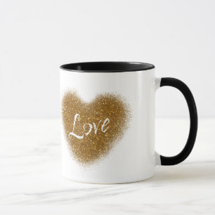 Gold Glitter LOVE Herz personalisierte Kaffeetasse