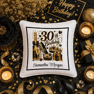 Gold Glitter Luxe 30. Geburtstagsfeier Kissen