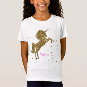 Gold Glitter Magisches Einhorn & Sterne Personalis T-Shirt