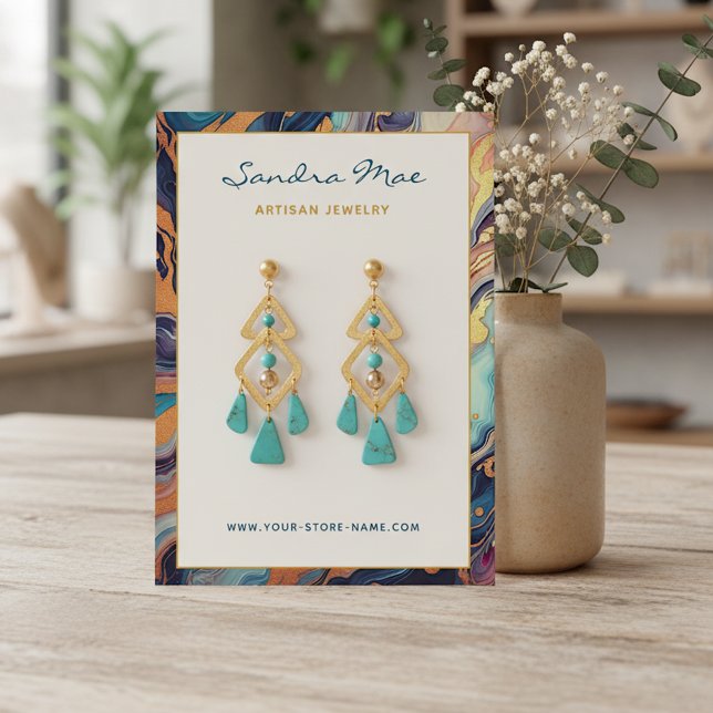 Gold Glitter Marble Earring Jewelry Display Card Visitenkarte (Von Creator hochgeladen)