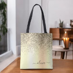 Gold Glitter Metal Monogram Glam Name<br><div class="desc">Gold Imitate Sparkle und Tropfen Glitzer Metallic Edelstahl Folie Elegant Monogram Book Bag. Diese Büchertasche kann auf Ihren Vor- und Vornamen angepasst werden und als Geschenk für Weihnachten,  Geburtstag,  Brautparty oder Hochzeit.</div>