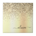 Gold Glitter Metal Monogram Glam Name Fliese<br><div class="desc">Gold-Imitate belichten metallische Sparkle-Glitzer,  die Monogrammnamen aus gebürstetem Metall und Anfangsziegel der Keramik. Das macht den perfekten 16 Geburtstag,  Hochzeit,  Brautparty,  Jubiläum,  Babydusche oder Junggeselinnen-Abschied Geschenk für jemanden,  der Lieben glamourösen Luxus und schicke Stile.</div>