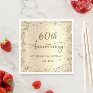 Gold Glitter Metallfolie 60. Hochzeitstag Serviette