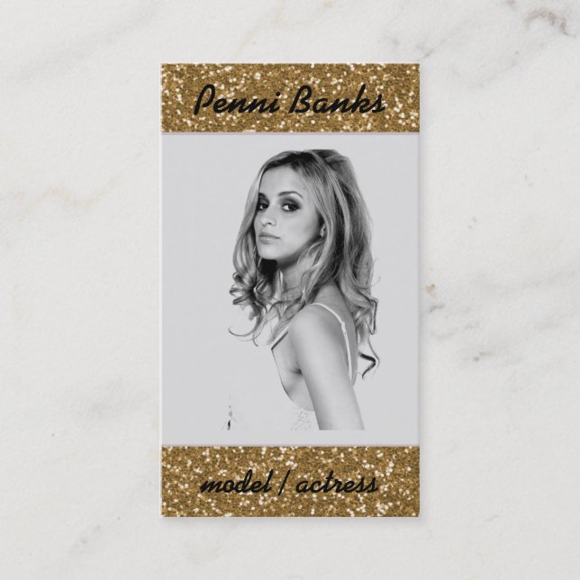 Gold Glitter Model Actress Singer Business Cards Visitenkarte (Vorderseite)