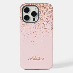 Gold Glitter Monogramm Name iPhone 15 Pro Max Hülle