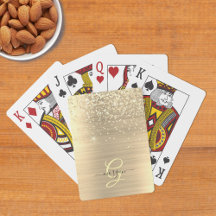 Gold Glitter & Monogramm, schwarzer Schriftname