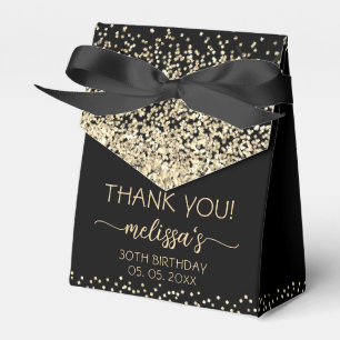 Gold Glitter Monogramm Schwarzes Geburtstags-Danke Geschenkschachtel