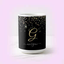 Gold Glitter & Monogramm Weißer Schriftname auf Sc