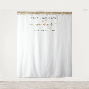 Gold Glitter Namen Hochzeitsfoto Hintergrund Wandteppich