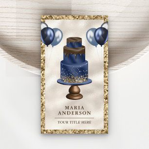 Gold Glitter Navy Blau Cake Balloons Eventplaner Visitenkarte