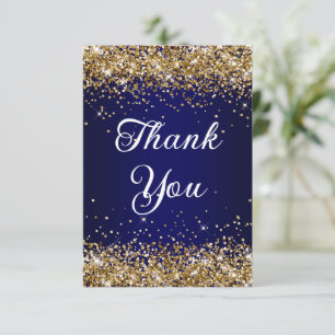 Gold Glitter Navy Blau Ombre 40. Geburtstag Dankeskarte