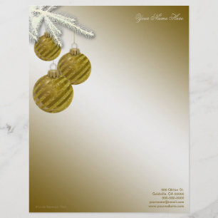 Gold Glitter Ornamente Briefkopf