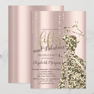 Gold Glitter Pailletten Kleid 50. Geburtstagsfeier Einladung