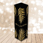 Gold Glitter Palms on Black Holiday Christmas Weinbox<br><div class="desc">Glamorous Gold Glitter Palm Fronds on the black background, use these persalized wine boxes to give your favorite vintage as party favors, business ohrs, corporate ohrs and more. WECHSLE THE GREETING, add something on top. To further customize, click the Personalize button, then the Customize further link to modify this template....</div>