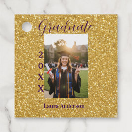 Gold glitter photo graduation add name class text geschenkanhänger