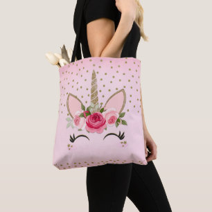 Gold Glitter & Pink Florales Einhorn Trendy