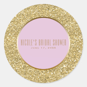 Gold Glitter + Pink Sparkle Glam Hochzeitsgeschenk Runder Aufkleber