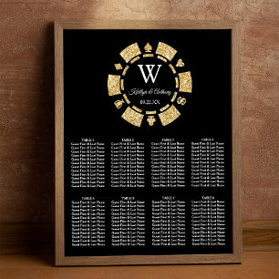 Gold Glitter Poker Chip Casino Hochzeit Poster