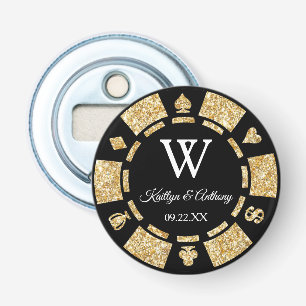 Gold Glitter Poker Chip Casino Hochzeits Party Fav Flaschenöffner