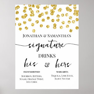 Gold Glitter Punkte Signature Drinks Hochzeit Poster