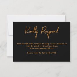 Gold Glitter QR Code Hochzeit RSVP Karte