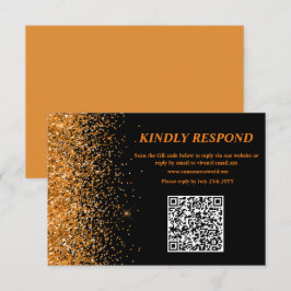 Gold Glitter QR Code RSVP-Karte RSVP Karte